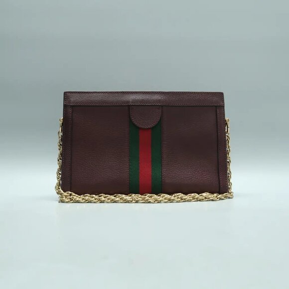 GUCCI Ophidia Maroon Leather Shoulder Bag 813-022425 - Picture 2 of 12